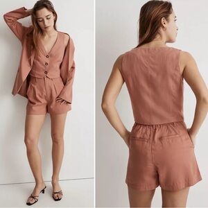 Madewell Katrina Vest In Drapeweave, Dried Rose Size 6 NWT
